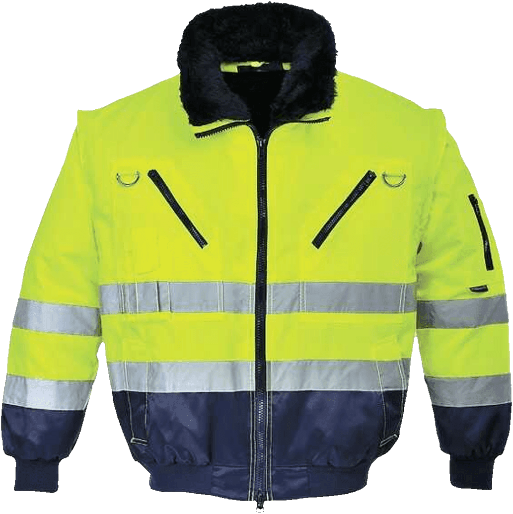 Jakna PJ50 Hi Vis 3u1 u žuto-modroj izvedbi s krznenim ovratnikom i reflektirajućim trakama